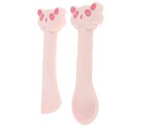 SHINEOFI Ensemble 2 Pièces Ustensiles pour Nourrir Les Chats Cuillère Doseuse et Ouvre-boîte Rose en Plastique Alimentaire, Compatible Boîtes de Nourriture Humide et Sèche,