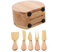 SHINEOFI Ensemble Couteaux à Fromage Inox Support Bois, 5 Pièces Multifonction pour Service et Préparation, Ustensiles la Cuisine Essentiels pour Plateau Fromage et Dégustation