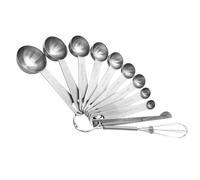 SHINEOFI Ensemble de 11 Pièces Cuillères Doseuses et Bâtonnets de Mesure Ronds en Acier Inoxydable Argenté, Outil de Mesure Cuisine Précis pour Pâtisserie et Ingrédients Secs, Ustensile