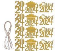 SHINEOFI Ensemble de 12 Pièces Décoration Suspendue pour Vase et Mur en Papier Doré 2024, Panneau Décoratif de Remise de Diplôme, Centre de Table pour Fête de Fin D’études, Accessoires