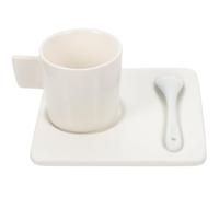 SHINEOFI Ensemble de 2 Tasses à Café en Céramique Créatives 80 Ml Soucoupes Carrées et Cuillères, Design Original pour Maison, Café et Pâtisserie, Tasse à Expresso Résistante et Décorative