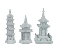 SHINEOFI Ensemble de 3 Pavillons Miniatures de Décoration Paysagère en Résine Solide, Petits Modèles de Jardins pour Bonsaï et Terrarium, Ornements Extérieurs pour Jardin et Maison,