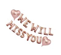 SHINEOFI Ensemble de Ballons en Aluminium Forme Cœur Décoration Fête Remise de Diplôme Lettres We Will Miss You Couleur Rouge Kit 1 Pièce Décor Suspendu pour Graduation et Retraite