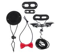 SHINEOFI Ensemble de Laisse pour Lézard Noir Chapeau et Nœud Costume Saint-Valentin pour Petits Reptiles Accessoires Confortables pour Promenade et Fête Adapté Geckos et Agames Barbus