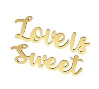 SHINEOFI Ensemble de Lettres en Bois Doré Love is Sweet Décorations Géantes pour Table de Mariage, Centres de Table, Lettres Décoratives d'amour pour Fêtes, Anniversaires et Saint-Valentin