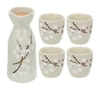 SHINEOFI Ensemble de Service Saké Japonerie en Céramique Bleue 1 Pichet 4 Petites Coupes à Liqueur Résistantes Décoloration pour Maison Bar Camping et Fêtes