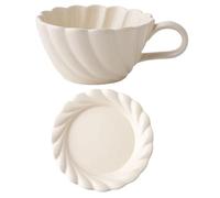 SHINEOFI Ensemble de Tasses à Café Multifonction en Céramique Blanche Soucoupes 4 Pièces Tasse à Eau de Bureau Anse pour Maison Bureau et Pause Thé