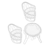 SHINEOFI Ensemble Miniature de Meubles pour Maison de Poupée en Fer Blanc Table et Chaise, Décor Réaliste pour Paysages de Jardin et Décoration Intérieure