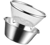SHINEOFI Ensemble Passoire Cuisine 2 Pièces 14 CM en Acier Inoxydable 304 Bol à Mélanger Panier à Légumes à Mailles Fines pour Lavage Rapide de Fruits et Légumes Ustensile Multifonction