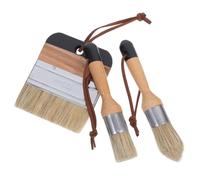 SHINEOFI Ensemble Pinceaux Peinture Craie et Huile 3 Pièces Poils de Sanglier Noirs, pour Artistes et Bricoleurs, Pinceaux Ronds Polyvalents, Rénovation Maison et Décoration Intérieure,