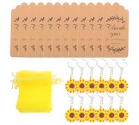 SHINEOFI Ensembles de Porte-Clés Tournesol 12 Unités Pochettes et Étiquettes, Ornement Clé pour Événements Mariage et Anniversaire