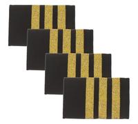 SHINEOFI Épaulettes de Capitaine à Trois Barrettes Dorées 2 Paires Tissu Robuste Insignes D’Uniforme de Pilote pour Costume D’Aviation Cosplay et Tenue Professionnelle Accessoires