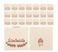 SHINEOFI Étiquettes à Coudre en Coton Beige Brodées Faites Main, Lot de 50 Pièces pour Vêtements, Poupées, Paquet et Projets de Couture, Lavables et Résistantes, pour Loisirs Créatifs