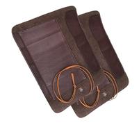 SHINEOFI Étui en Cuir Marron Enroulable pour Rangement de 2 Couteaux de Découpe Organiseur Portable Multi-Poches pour Outils de Sculpture Léger et Compact pour Artisan et Usage Mobile