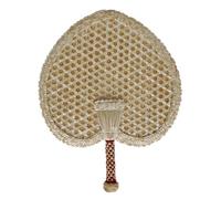 SHINEOFI Éventail en Paille de Blé de Cœur, Ventilateur D'été Décoratif Tissé Main en Pu, Accessoire Photo, Décoration Murale Unique pour Maison, Présent Original, Style Aléatoire