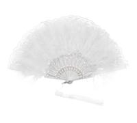 SHINEOFI Éventail Pliant à Main Accessoire Délicat Structure Solide en Métal et PP Vintage en Plumage Blanches et D'été pour pour Amateurs de Culture Chinoise