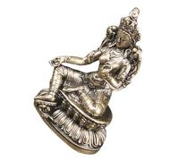 SHINEOFI Figurine de Bouddha Tara Verte en Laiton Vintage Statuette Décorative de Bureau Compacte et Stable Sculpture Artisanale pour Maison Temple et Bureau Ornement Solide en Métal