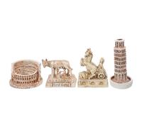 SHINEOFI Figurines D’Architecture Italienne en Résine Beige pour Décoration | Amphithéâtre Romain et Tour Penchée, Lot Décoratif de Bureau et Maison, Élégant, Facile à Entretenir, Solide