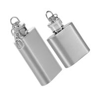 SHINEOFI Flasque Inox Portable 2 Pièces avec Porte-clés Étanche, Mini Bouteille pour Whisky et Vin, Camping Randonnée et Activités Plein Air
