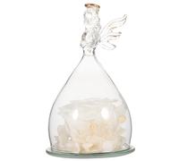 SHINEOFI Fleur Éternelle sous Cloche en Verre avec Ange Décoratif Fleur Préservée Blanche Taille Moyenne Décoration Artisanale pour Bureau et Intérieur Présent Romantique Saint-Valentin