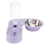 SHINEOFI Gamelle Automatique pour Chien et Chat avec Compartiment Eau et Nourriture Bol Pliable Angle Distributeur Croquettes et Eau pour Animaux Alimentation Hygiénique et Pratique
