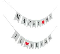 SHINEOFI Guirlande Fanions Mariage 2 Pièces en Papier Léger Blanc et Rose, Décoration Suspendue pour Fête de Demande en Mariage, Cortège Nuptial et Célébrations Festives