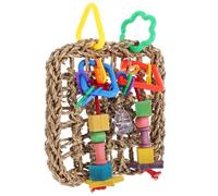 SHINEOFI Jouet Suspendu Pour Perroquets Moyens En Herbe Marine Tressée 18x18 Cm, Jouet D’occupation Et Stimulation Pour Cages à Oiseaux, Accessoire Solide Pour Oiseaux Exotiques En Quête De Nourriture