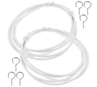 SHINEOFI Kit de Câbles Métalliques pour Rideaux 2 Mètres 4 Œillets et 4 Crochets en Métal PVC, Kit Suspendre Polyvalent pour Tringles à Rideaux, Balcon, Baie Vitrée et Cloison, Ensemble 2