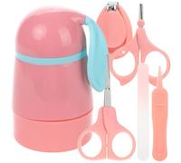 SHINEOFI Kit de Manucure pour Bébé Coupe-ongles Rose en Plastique et Acier Inoxydable, Ciseaux, Lime et Pince pour -nés, Sécurité et Confort Garantis
