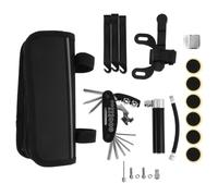 SHINEOFI Kit de Réparation de Pneus de Vélo Compact avec Mini Pompe Portable Leviers Robustes en Fer et Outils de Réparation pour Vélo Noir et Bureau