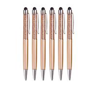 SHINEOFI Kit de Stylet 6 en 1 pour Écran Tactile Capacitif Stylo en Métal Condensateur Diamant Stylos à Gel Pailleté Doré pour L'école Et Le Bureau