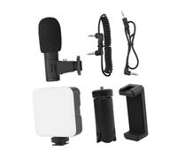 SHINEOFI Kit Vlog Smartphone Complet Trépied de Bureau Support Téléphone Lampe LED Ajustable Microphone Alimenté sans Batterie pour Portrait et Streaming