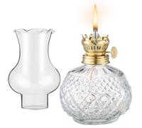 SHINEOFI Lampe à Huile en Verre Vintage 35Mm avec Mèche Ronde 1 Mètre Lampe à Pétrole Rétro Décorative pour Intérieur Éclairage D’Appoint et Ambiance Maison Lanterne en Verre