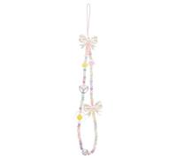 SHINEOFI Lanière de Téléphone Décorative Nœud et Perles Chaîne Anti-Perte pour Smartphone Matériau Acrylique Solide Taille Unique Design Élégant Corde Accessoire Pratique pour Filles