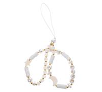 SHINEOFI Lanière de Téléphone Perles et Lune Chaîne pour Téléphone Dragonne Souple avec Charme Perles pour Bureau École Voyage Couleur Blanche