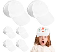 SHINEOFI Lot de 10 casquettes pour enfant à peindre, blanches, en coton, taille réglable, pour bricolage, camp d'été et anniversaire d'enfant