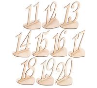 SHINEOFI Lot de 10 Numéros de Table en Bois Base Cœur Chiffres 11 à 20 Numéros de Table pour Mariage Fête et Restaurant Panneaux Debout Stables pour Décoration de Banquet