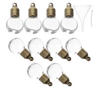 SHINEOFI Lot de 10 Pendentifs Mini Bouteilles en Verre Transparentes 6mm Bouchon à Vis en Cuivre Ancien, Breloques pour Bijoux Diy, Charms Bouteilles Verre pour Créations Artisanales