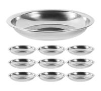 SHINEOFI Lot de 10 Petites Assiettes à Sauce Rondes en Acier Inoxydable 8 Cm, Épaisses Aimant, Plats en Métal pour Sauces Soja, Condiments et Tapas, Cuisine et Apéritifs