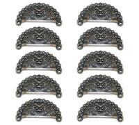 SHINEOFI Lot de 10 Petites Poignées Vintage en Cuivre Patiné, Boutons Décoratifs pour Tiroirs et Armoires, Boutons de Porte Demi-lune Style Tête de Lionceau en Bronze Ancien, pour Meubles