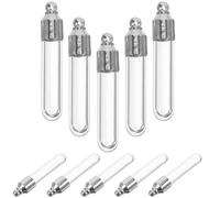 SHINEOFI Lot de 10 Petits Flacons à Vis en Verre Transparent 6mm, Pendentifs Miniatures pour Bijoux, Couleur Nickel, pour Diy, Mariage, Souvenirs et Décoration Créative