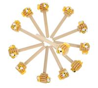 SHINEOFI Lot de 12 Bâtons Décoratifs Miel en Bois 8 CM avec Motifs Abeille et Miel Décoration de Table pour Fête D’Abeilles Centre de Table Rustique Printemps-Été Accessoire Déco la