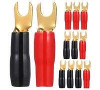 SHINEOFI Lot de 12 Connecteurs à Fourche pour Audio, Cosses à Sertir en Laiton en Forme de Y pour Câbles de Haut-parleurs, Connecteurs Électriques Isolés Rouge Et Noir pour Système Audio de