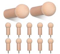 SHINEOFI Lot de 12 Crochets Muraux en Bois Rond 24x50 Mm pour Suspendre Vêtements, Chapeaux et Accessoires, Finition sans Peinture, Installation Murale Vis, pour Chambre, la Cuisine