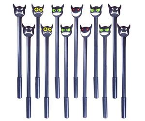 SHINEOFI Lot de 12 Stylos à Bille Créatifs de Diable pour Halloween, Stylos à Gel Confortables Recharge Remplaçable, pour Écrire et Décorer Pendant les Fêtes