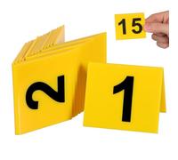 SHINEOFI Lot de 15 Numéros de Table en Plastique Jaune Vif 55 X 63 CM Chiffres Noirs Marqueurs Stables pour Restaurants Signalisation de Scène de Crime Accessoires Polyvalents de