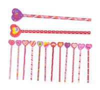 SHINEOFI Lot De 18 Crayons De Couleur Fantaisie Pour Filles Motif Cœur Pour La Saint-Valentin Avec Gommes Pour L'École Ou Pour Enfants