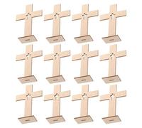 SHINEOFI Lot de 18 Croix en Bois Brut pour Baptême Chrétien - Décorations de Baptême et Centres de Table en Bois Naturel Décoration de Table en Croix pour Loisirs Créatifs Ornement