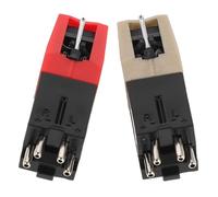 SHINEOFI Lot de 2 Aiguilles de Stylet Elliptique Rouge et Doré pour Platine Vinyle Remplacement de Cellule à Aiguille pour Tourne-Disque Compatible Platines Vinyles Accessoires Studio