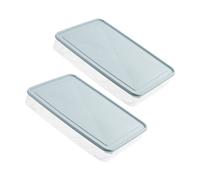 SHINEOFI Lot De 2 Boîtes à Œufs Pour Réfrigérateur En Plastique Alimentaire, Couvercle Bleu, Antichoc Et Anti-roulement, Support Pour Œufs Au Congélateur, Rangement Pratique Cuisine Familiale